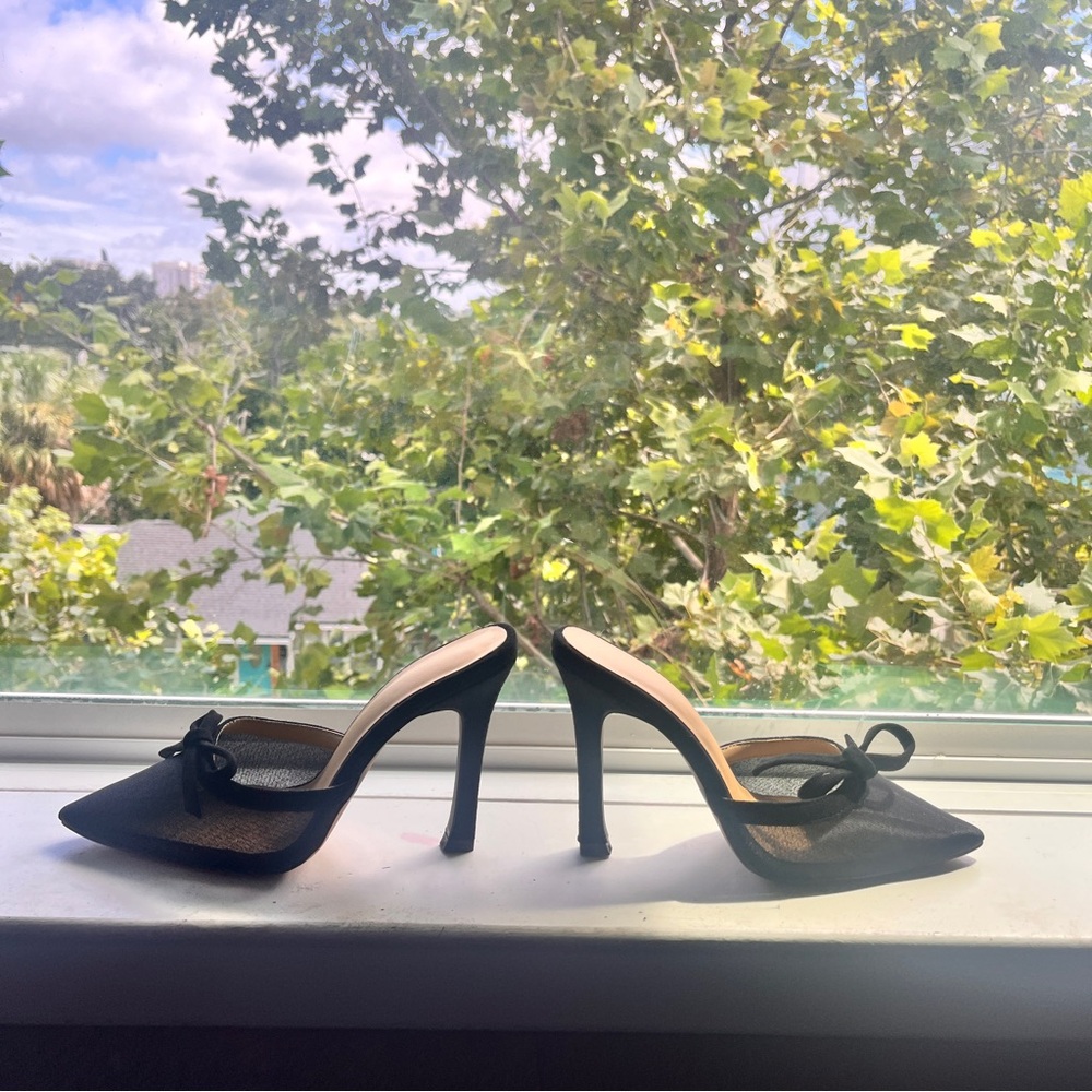 mesh bow tie detail heeled mules 🎀👠👡 - Picture 7 of 7